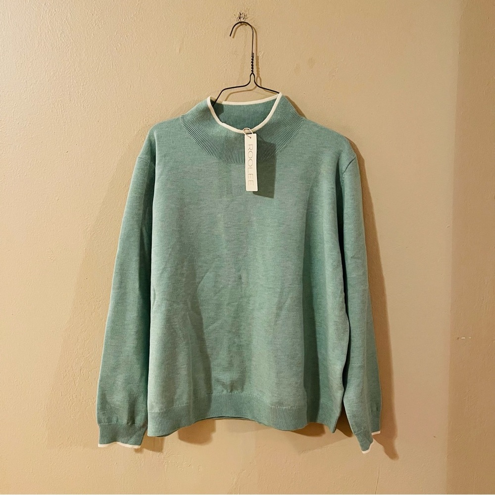 NWT Roolee Mint Green Mock Neck Sweater